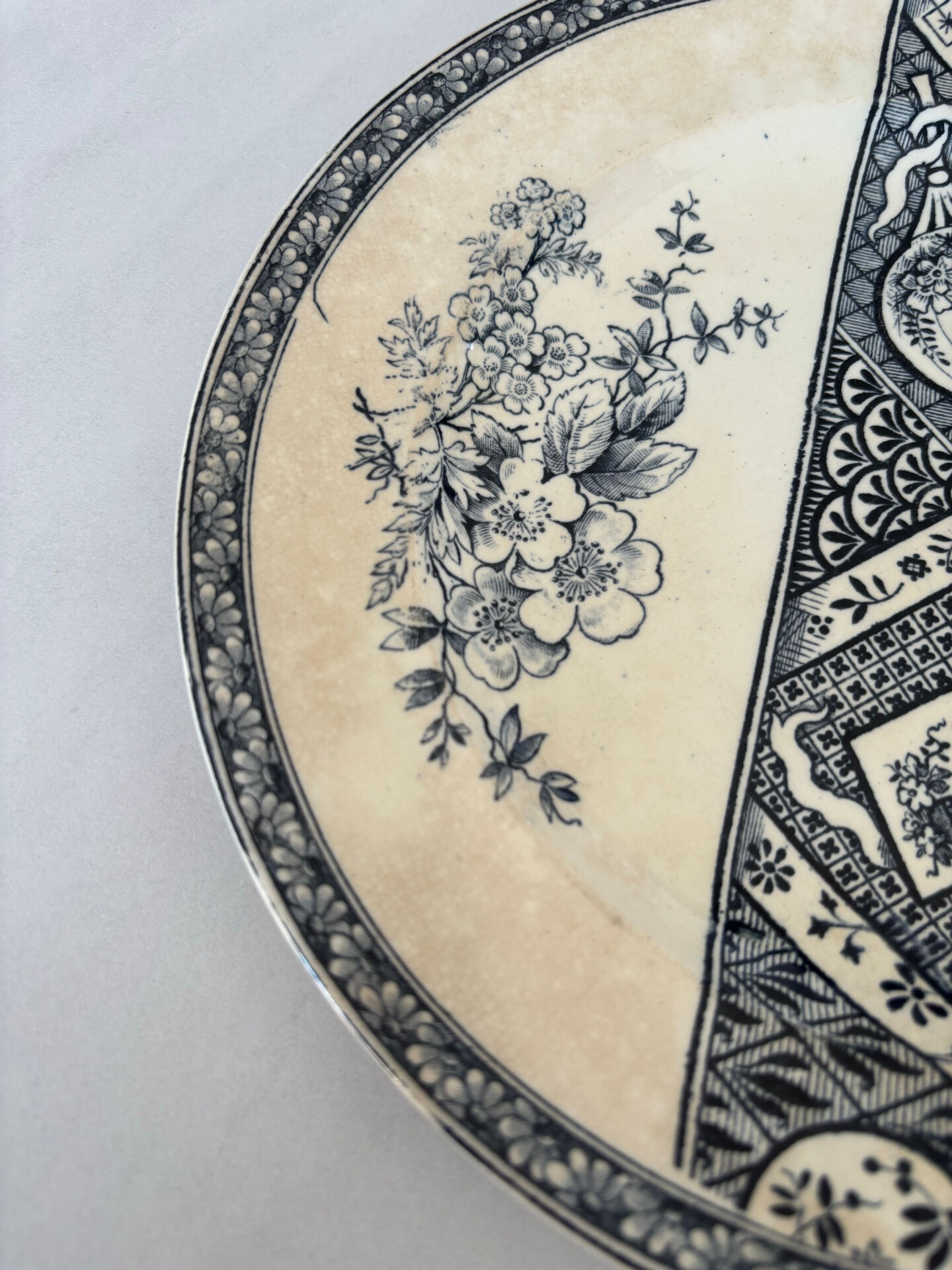 Old blue night ironstone plate for Vermont Frè shop.