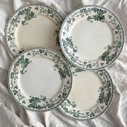 4 ironstone dinner plates "Rosa" Boch Freres Keramis BFK