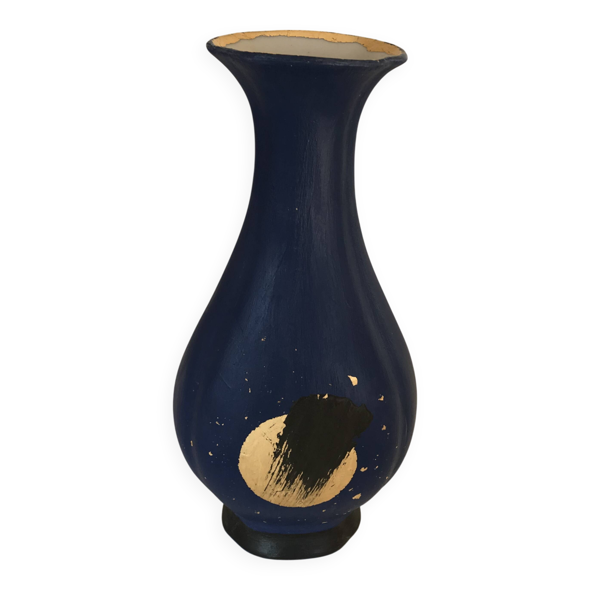 "eclipse" vase painted and gilded with gold leaf