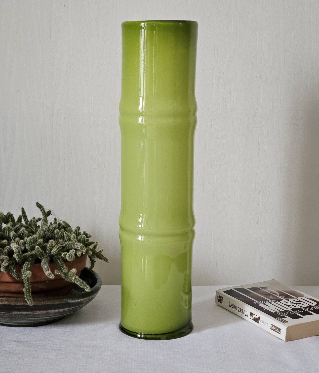 Vintage blown glass bamboo vase