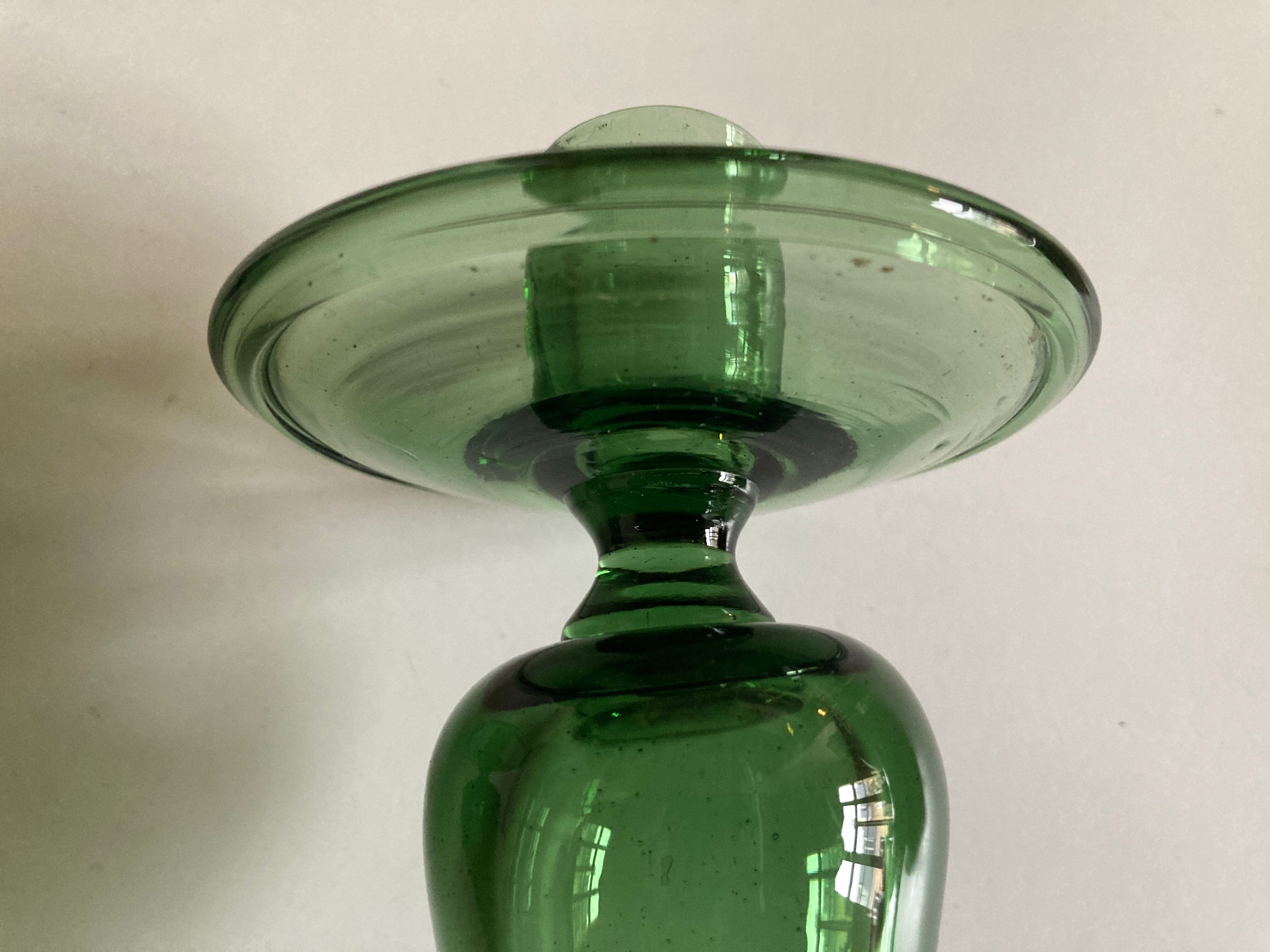 Pair of blown glass candlesticks 1960