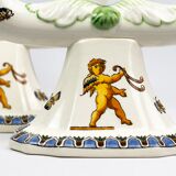 Pair of Renaissance candlesticks in earthenware – Gien pottery, 1970s