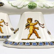 Pair of Renaissance candlesticks in earthenware – Gien pottery, 1970s