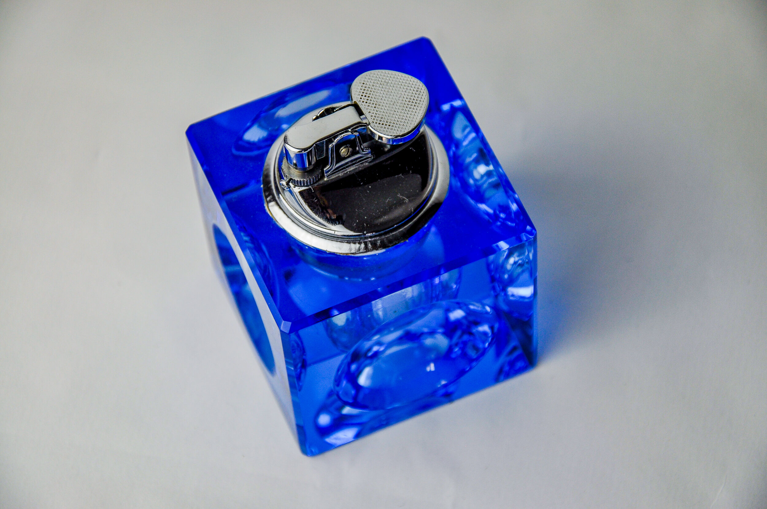Ice lighter by Antonio Imperatore, blue murano glass, Italy, 1970