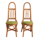 Paire de chaises hautes Italiennes en bambou et rotin 1960s