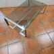 Coffee table with stainless steel base and smoked glass, from the 70s
