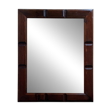 Miroir mural en bois espagnol du milieu du siècle – Style castillan, années 1950