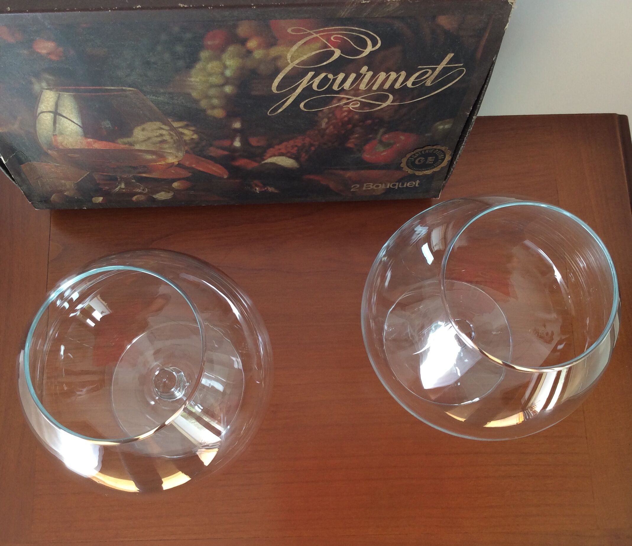 Box of 2 large cognac glasses, brandy called "2 gourmet bouquet" Royal Leerdam