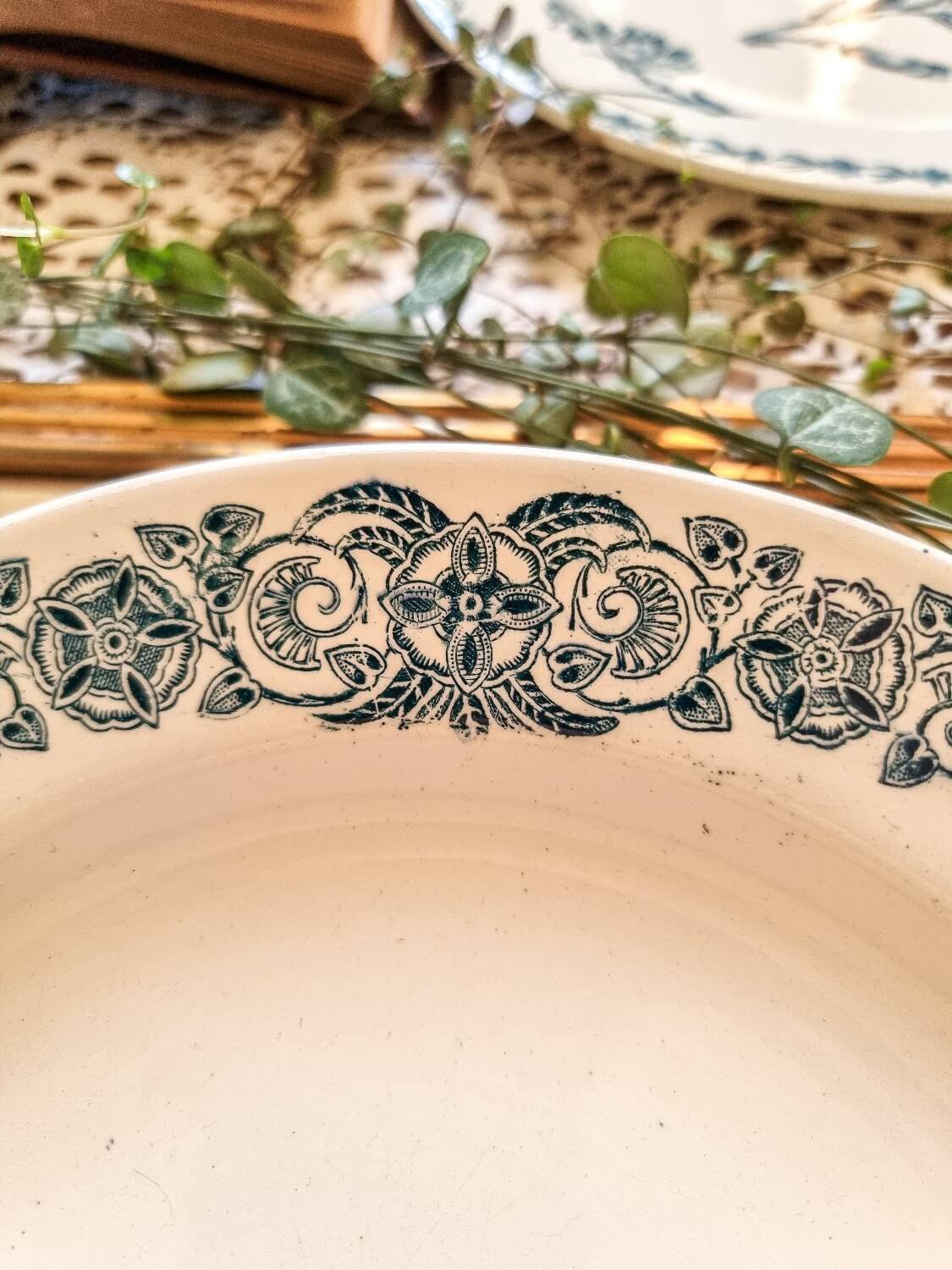 6 soup plates, iron earth, Longchamp, mid-20th century