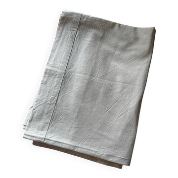 Grand drap ancien en métis, lin et coton écru