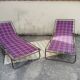 Set 2 camp beds, vintage deckchair.