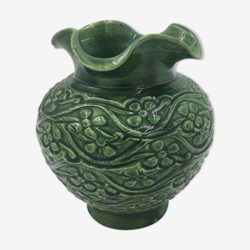 Green ceramic vase