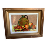 Still life painting oil on panel signed