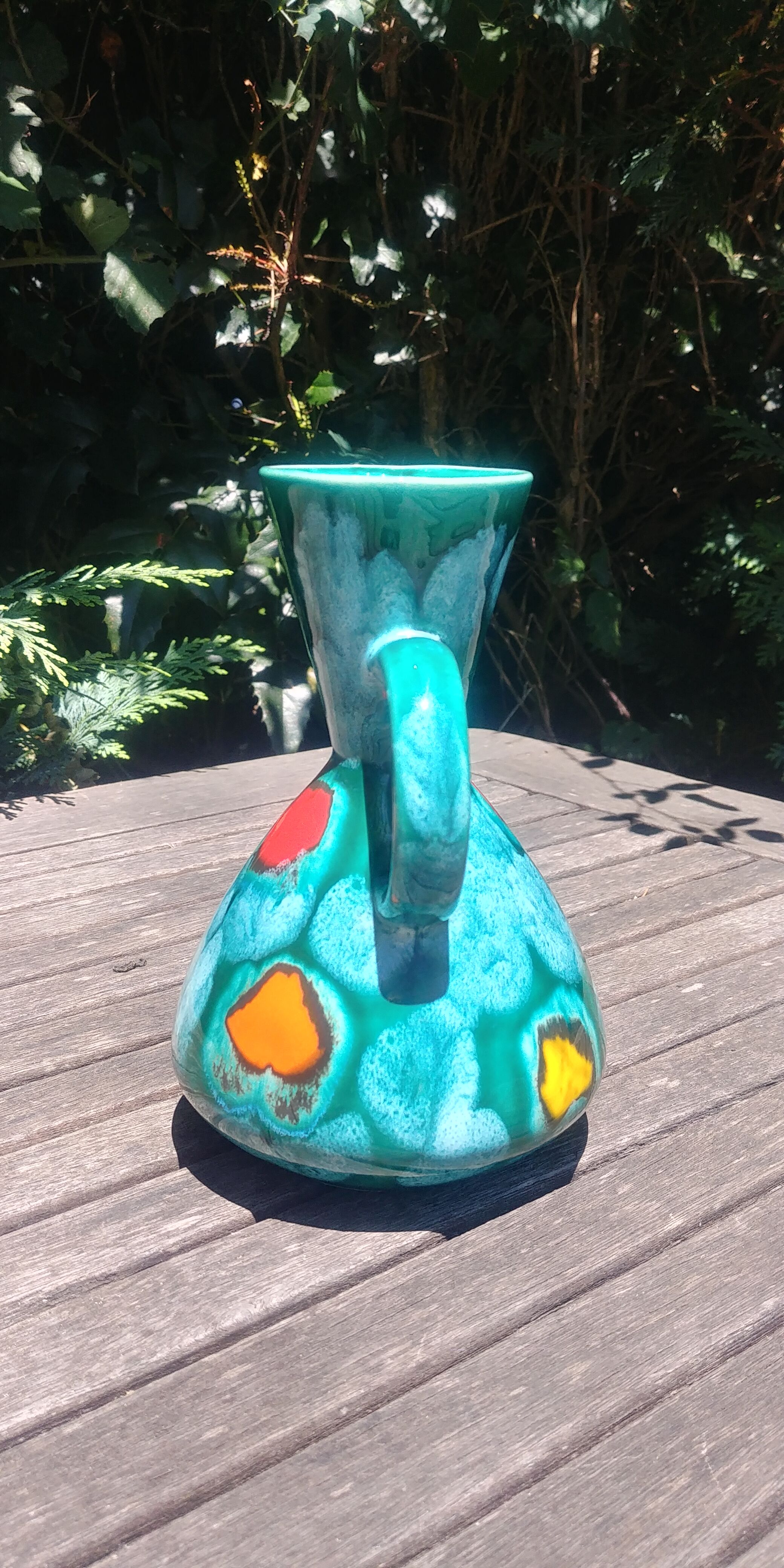 Small vase in glazed ceramic Vintage 60s signed Elise