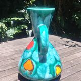 Small vase in glazed ceramic Vintage 60s signed Elise