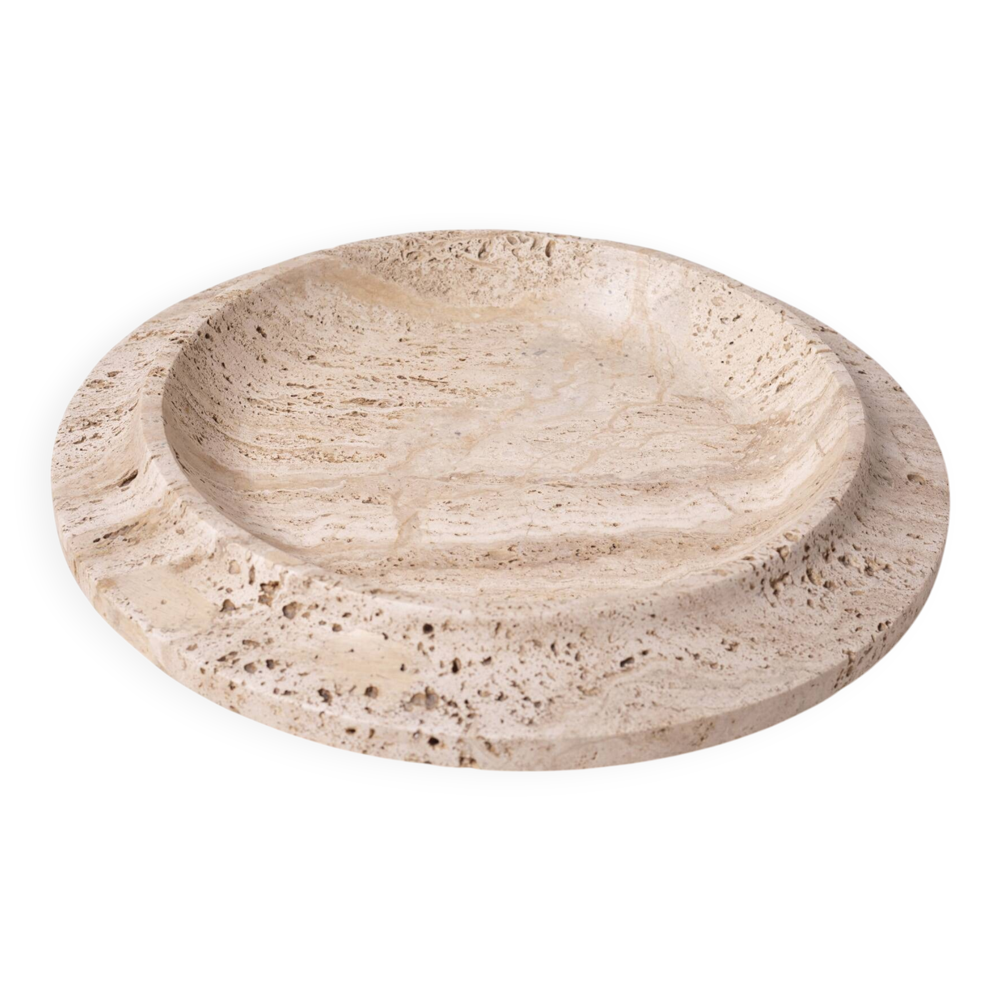 Travertine stone plate / centerpiece, Italy, 1980s