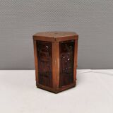 Swedish table lamp in copper and orange glass, by Erik Hoeglund 1960s