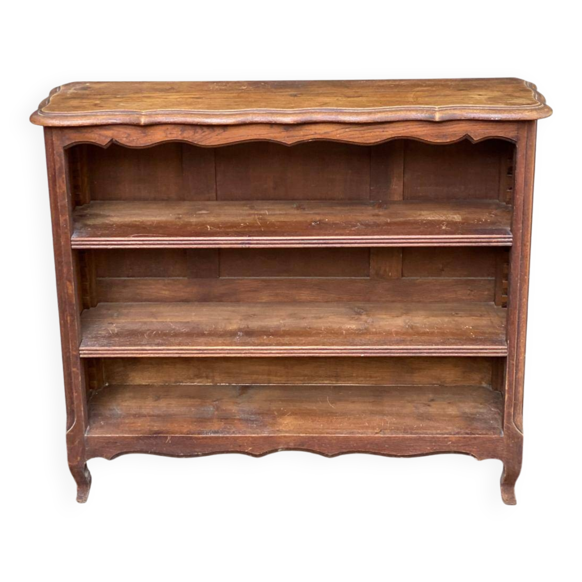 Bibus Louis XV bookcase in solid wood, dark oak finish, 19th century