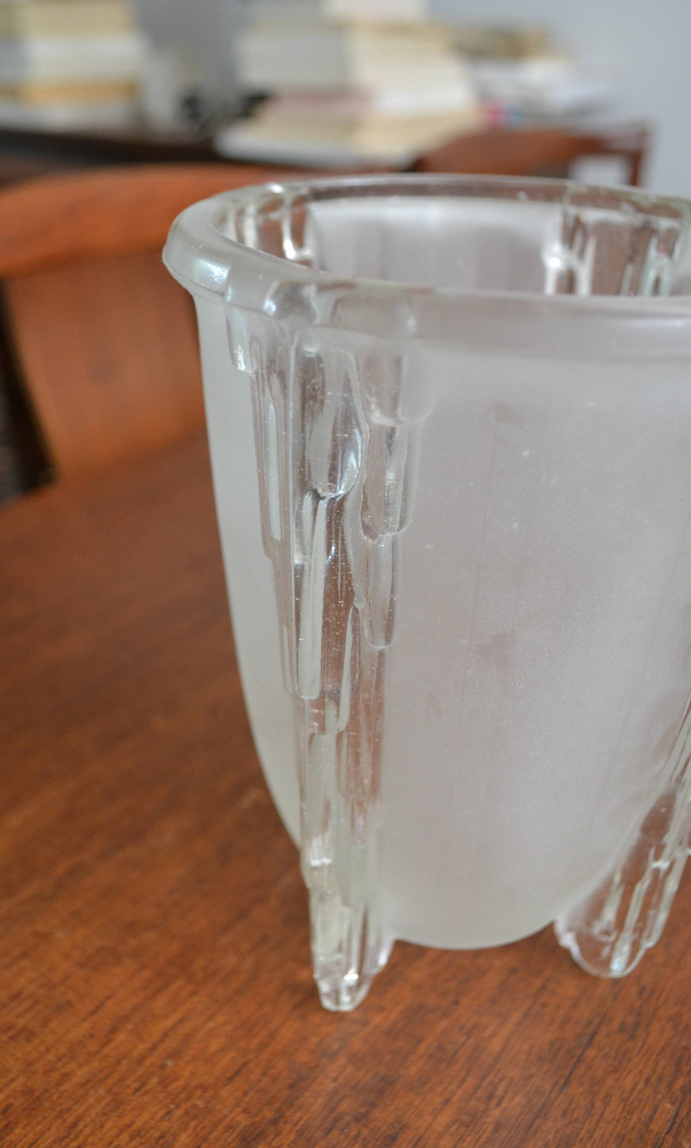Tulipe art déco verre opalescent de EJC Ezan modèle stalactites