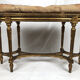 Louis XVI style piano bench, dark gilded cane wood
