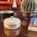 Jean Robj, Art Deco white and gold ceramic box, Robj Paris, France 1930s