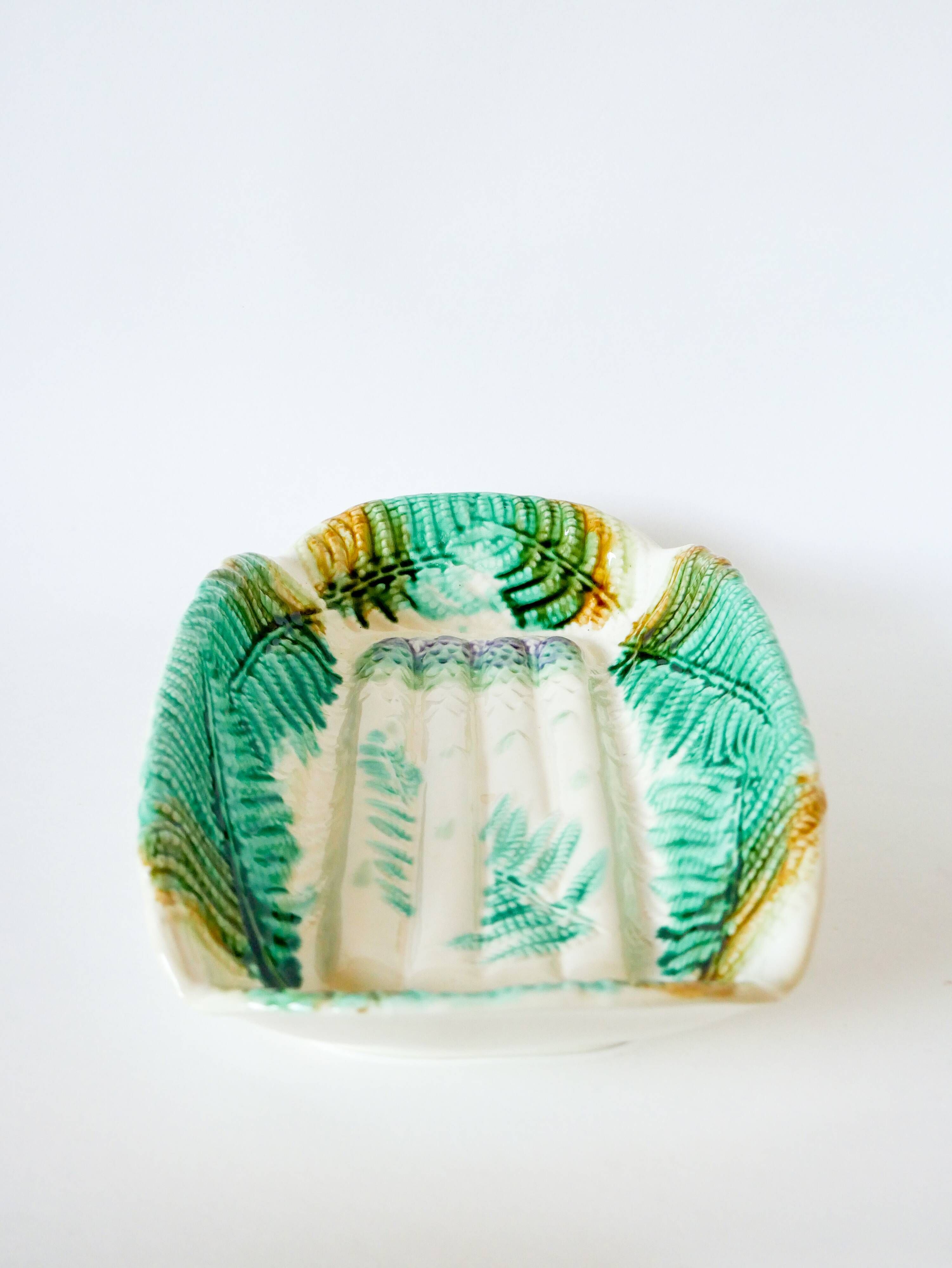 Large asparagus dish in Salins slip, early 20th century
