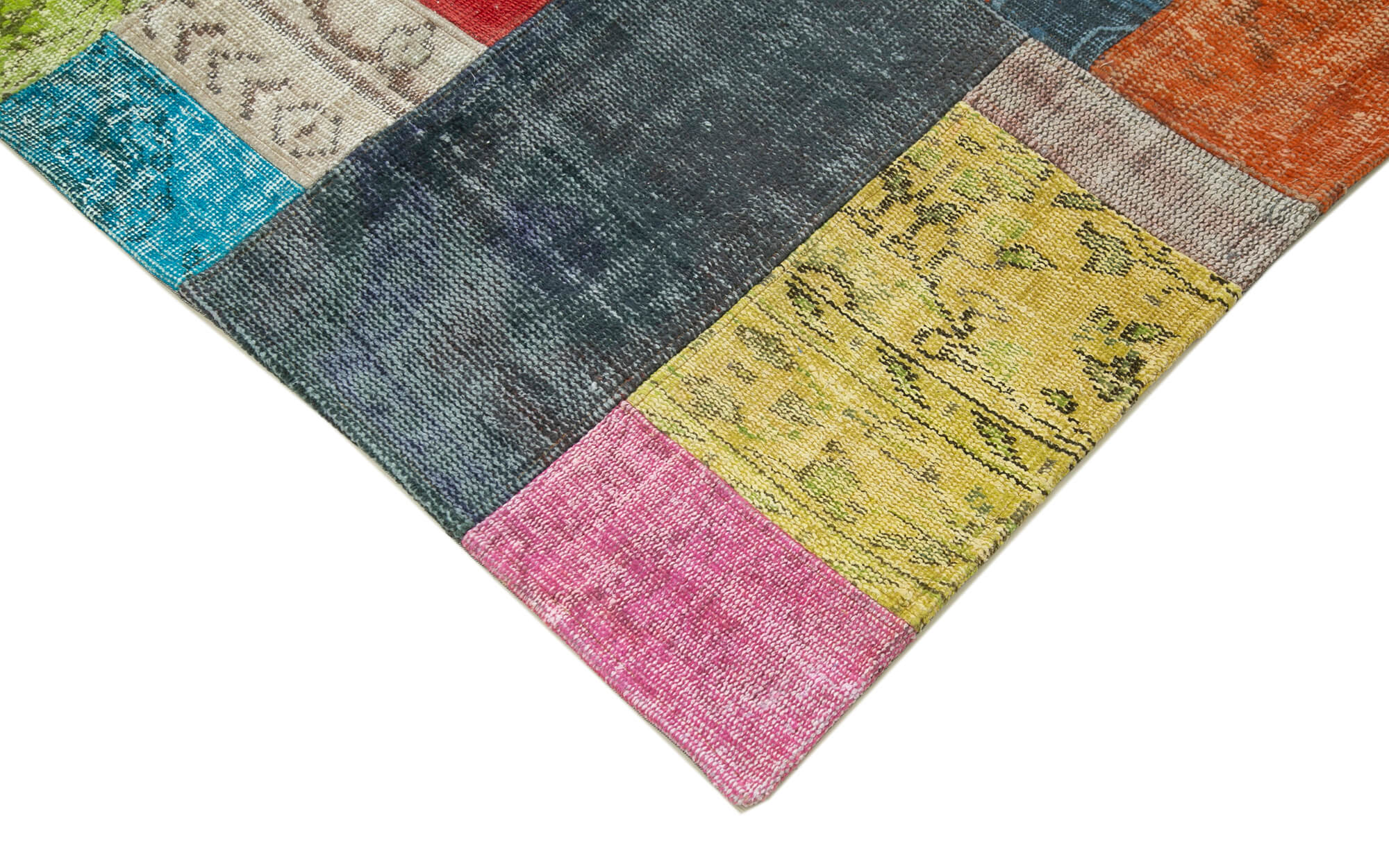 Handmade Turkish Overdyed 203 cm x 301 cm Multicolor Patchwork Carpet