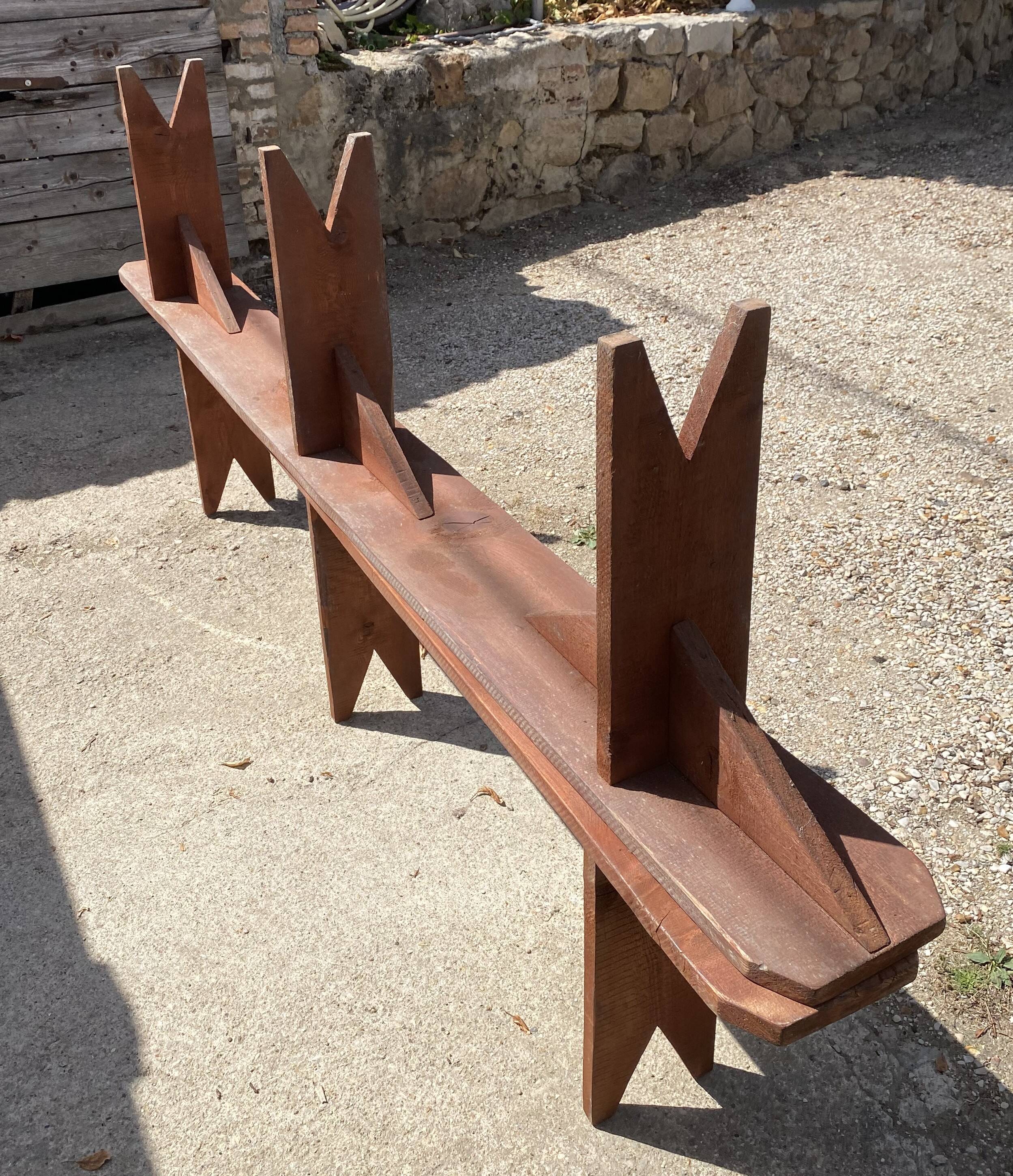 Pair of solid wood farmhouse benches 250cm for rustic farmhouse table 1950