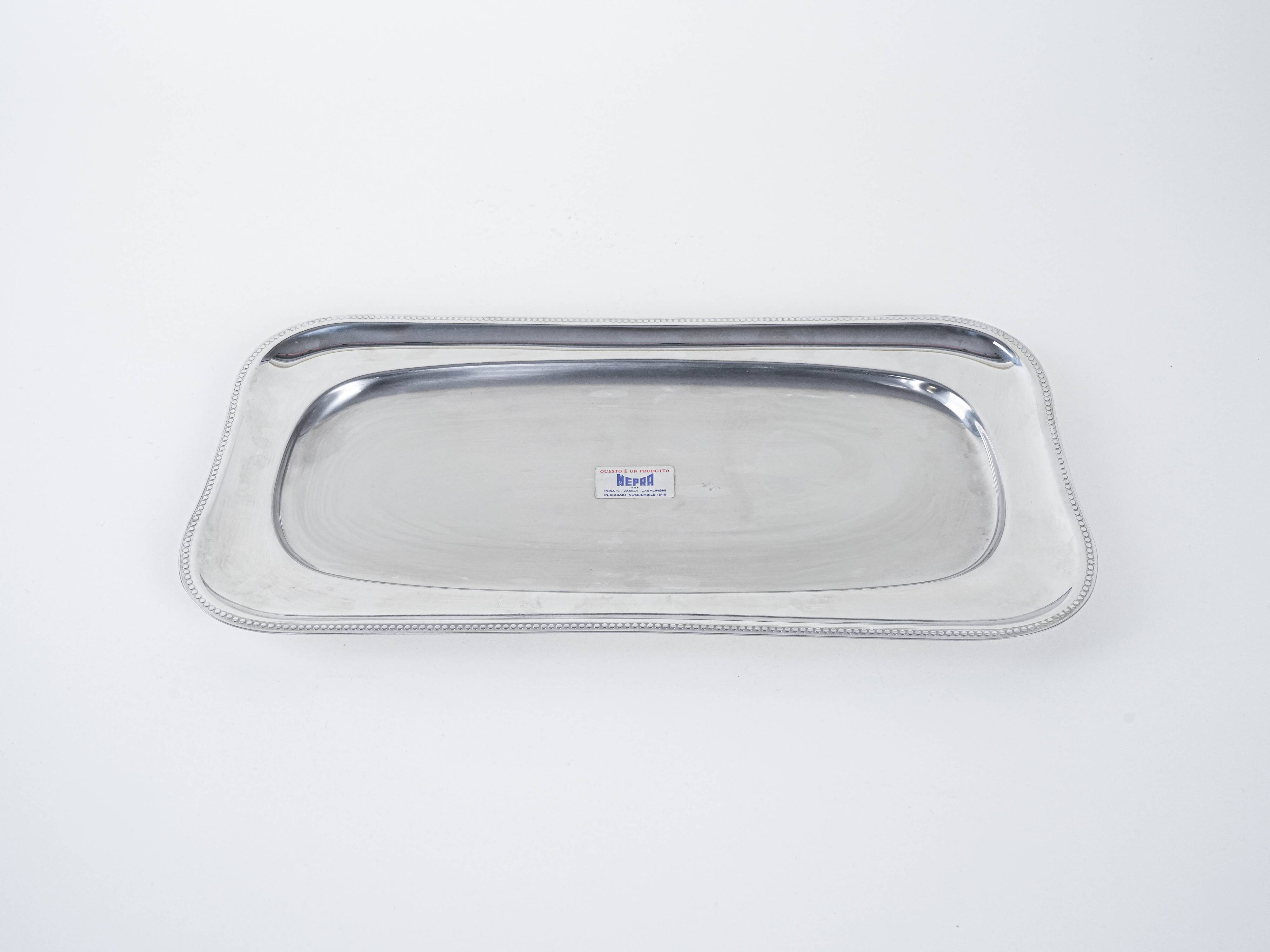 Plateau en acier, design italien, années 1970, fabriqué par MEPRA