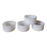 Set of 4 vintage arcopal bowl ramekins white lever France