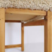 Modern Scandinavian stool in pine and sheepskin, Sweden, 1970s