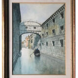 Watercolor Venice the Bridge of Sighs 19th century