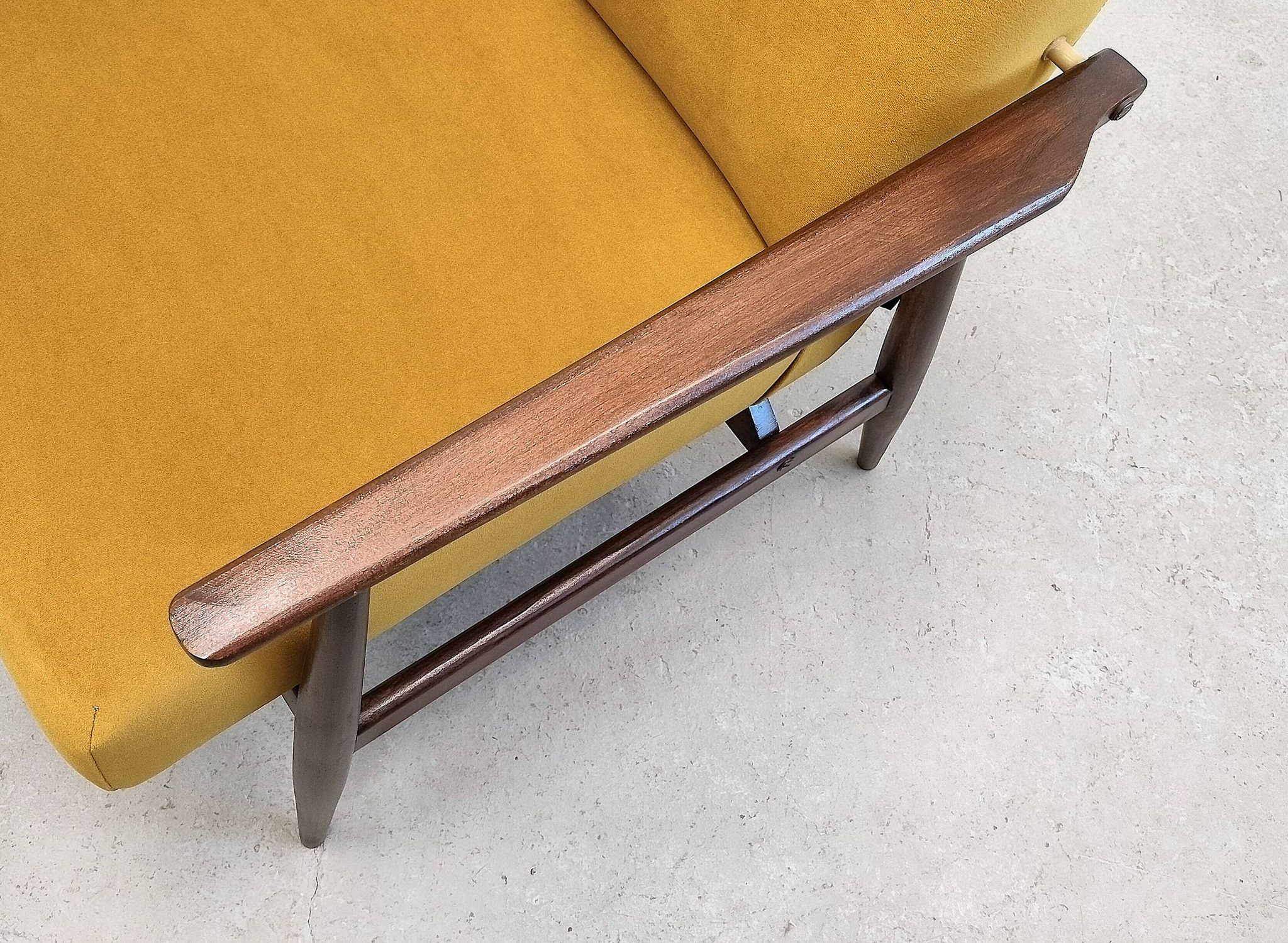 1960 Henryk Lis Mid Century armchair in Goldenrod velvet