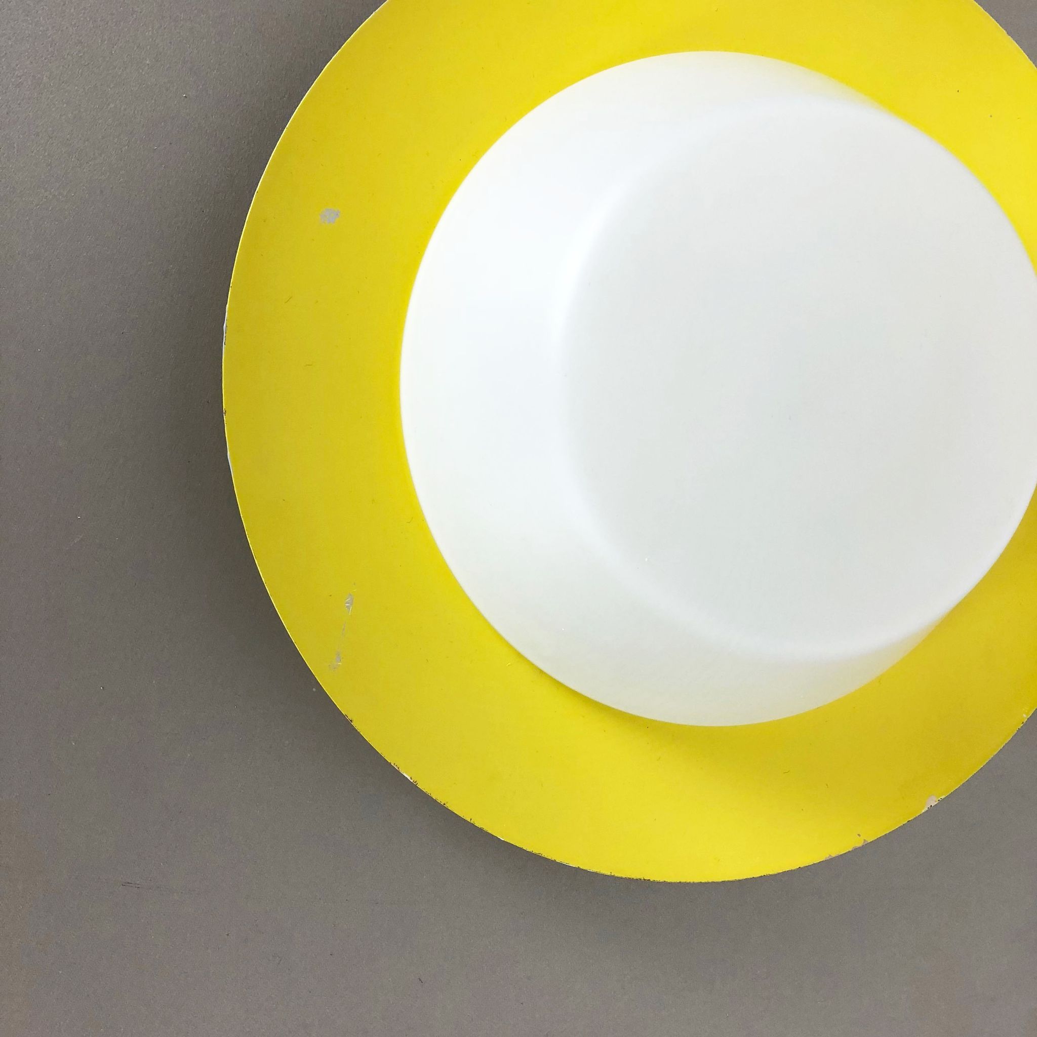 Metal opaline glass wall light, yellow, Italy, 1960s