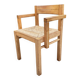 Brutalist chair in solid pine with a straw seat from the 1970s.