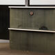 Large industrial office, double-sided, beech tray, Aluminium and tinted wood 1970.