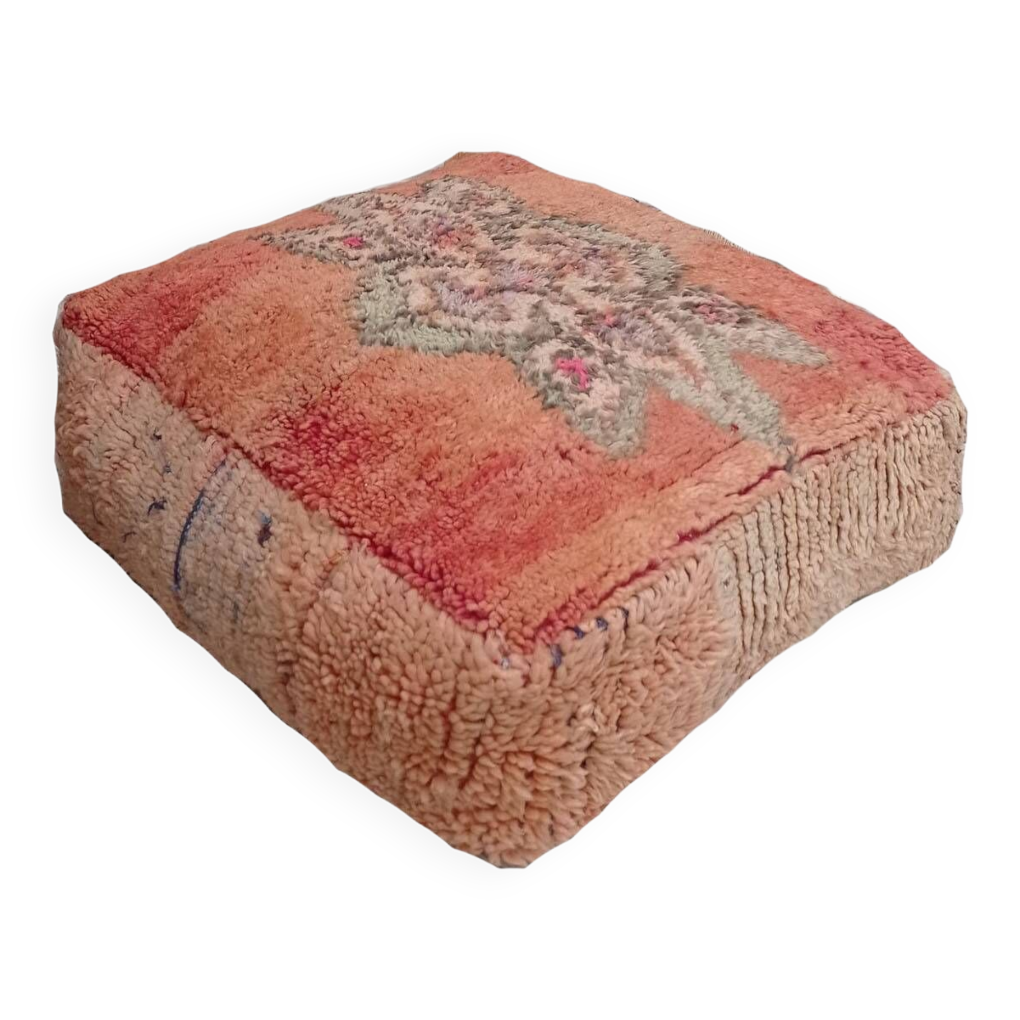 Handmade Berber pouf in wool 60 X 60 X 20 CM