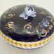 Gien faience candy box, Renaissance decor, blue background