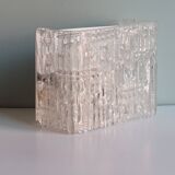 Brutalist wall lamp in iced glass, 1970