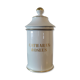 Pharmacy / apothecary pot in white earthenware decorated with gold net, "Catharan: Roseus signed Limoges