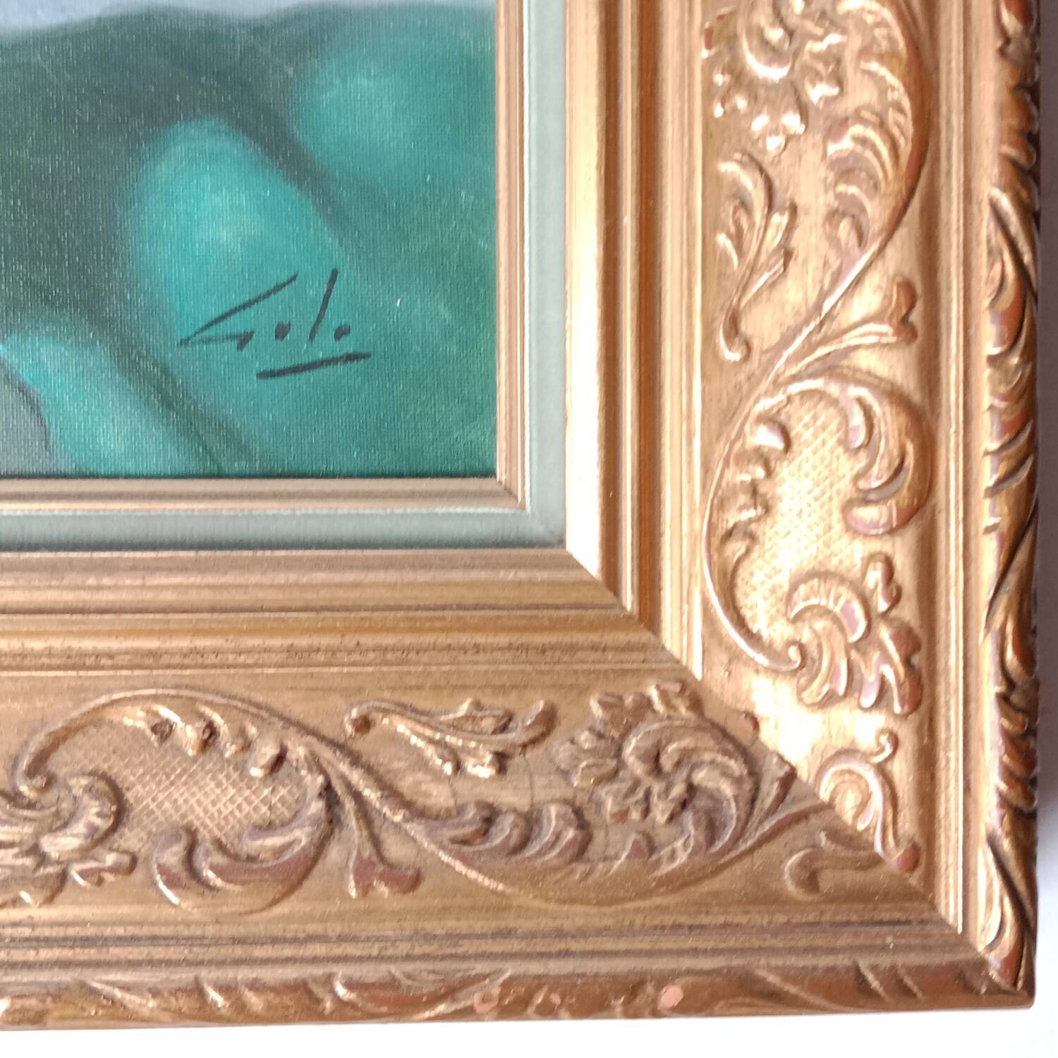 Bouquet of Red Flowers Still Life Canvas signed Golden Frame 54 x 62 cm