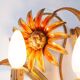 Pair of Italian wall lights in gold metal with flowers and leaves (50 cm)