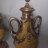 Pair of 19th Century Napoléon III Cassolettes in marble and bronze.