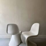 White monobloc design chair by Verner Panton, white edition Vitra.
