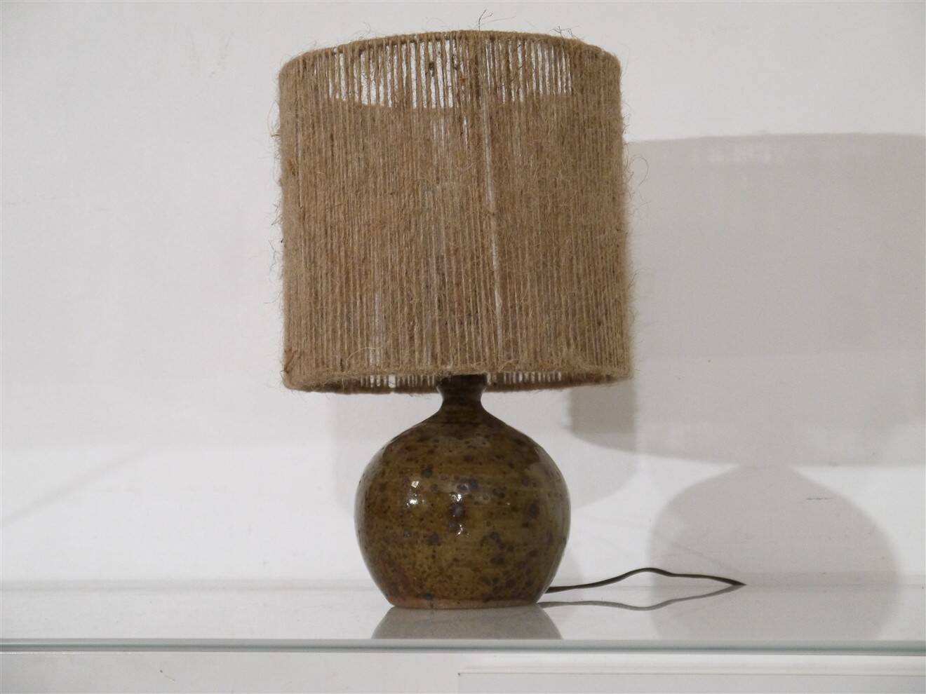 Pyrite stone lamp with rope, 1960