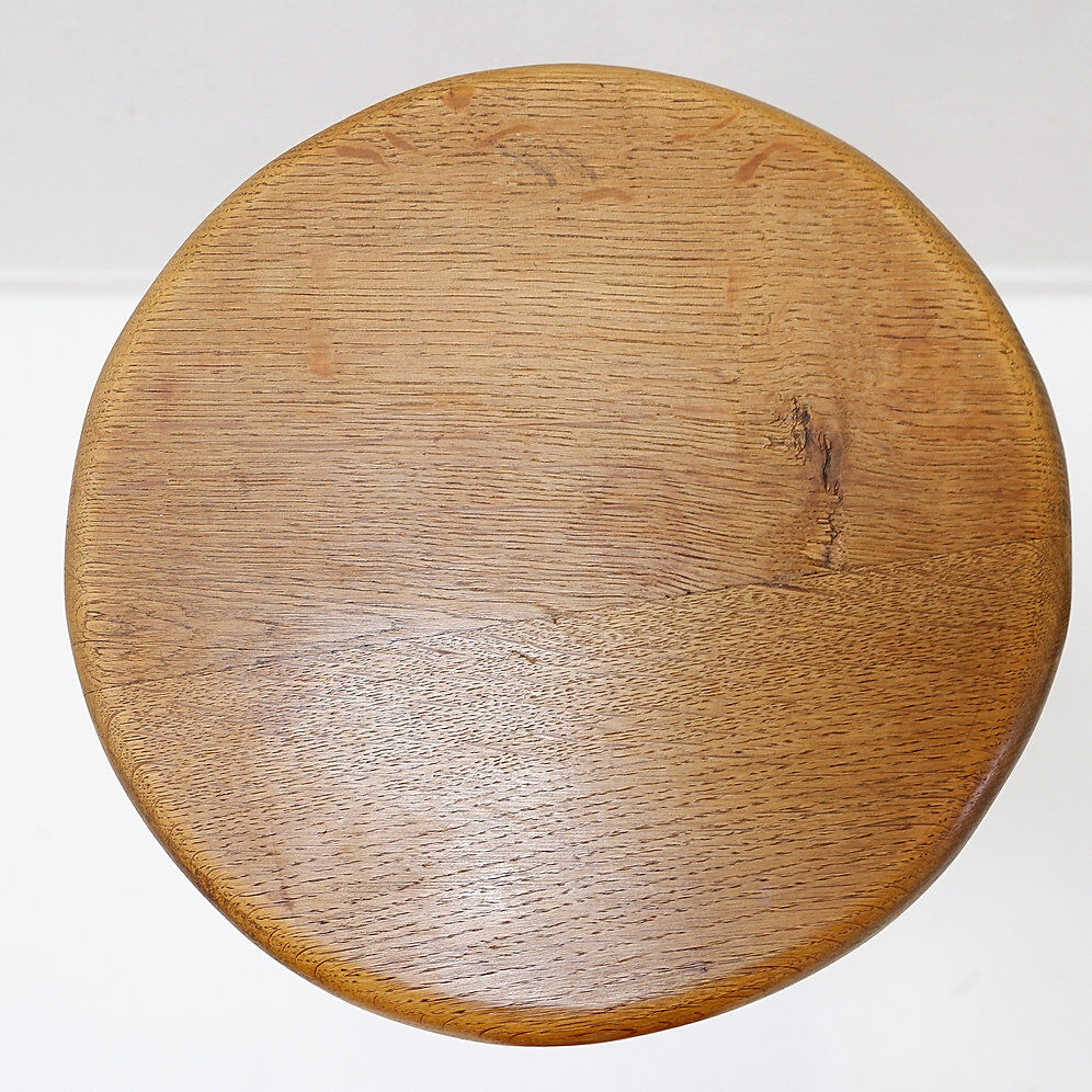 Paire de tabourets de bar brutalistes en chêne et fer forgé, années 1960