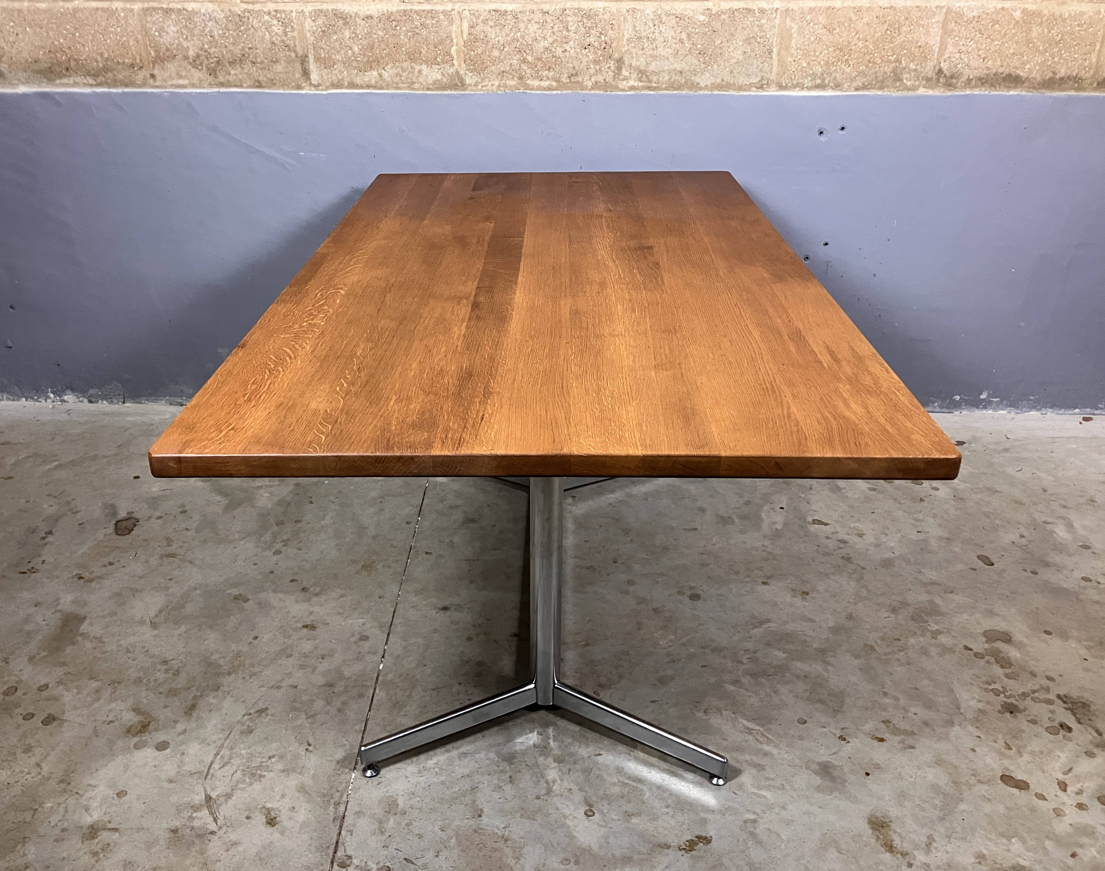 Vintage industrial table desk chrome oak