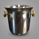 Elizabeth champagne bucket, SAF Inox, 18/10 stainless steel and Zecchino gold, 1970.