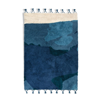 Tapis berbere bleu à franges 160x230 cm