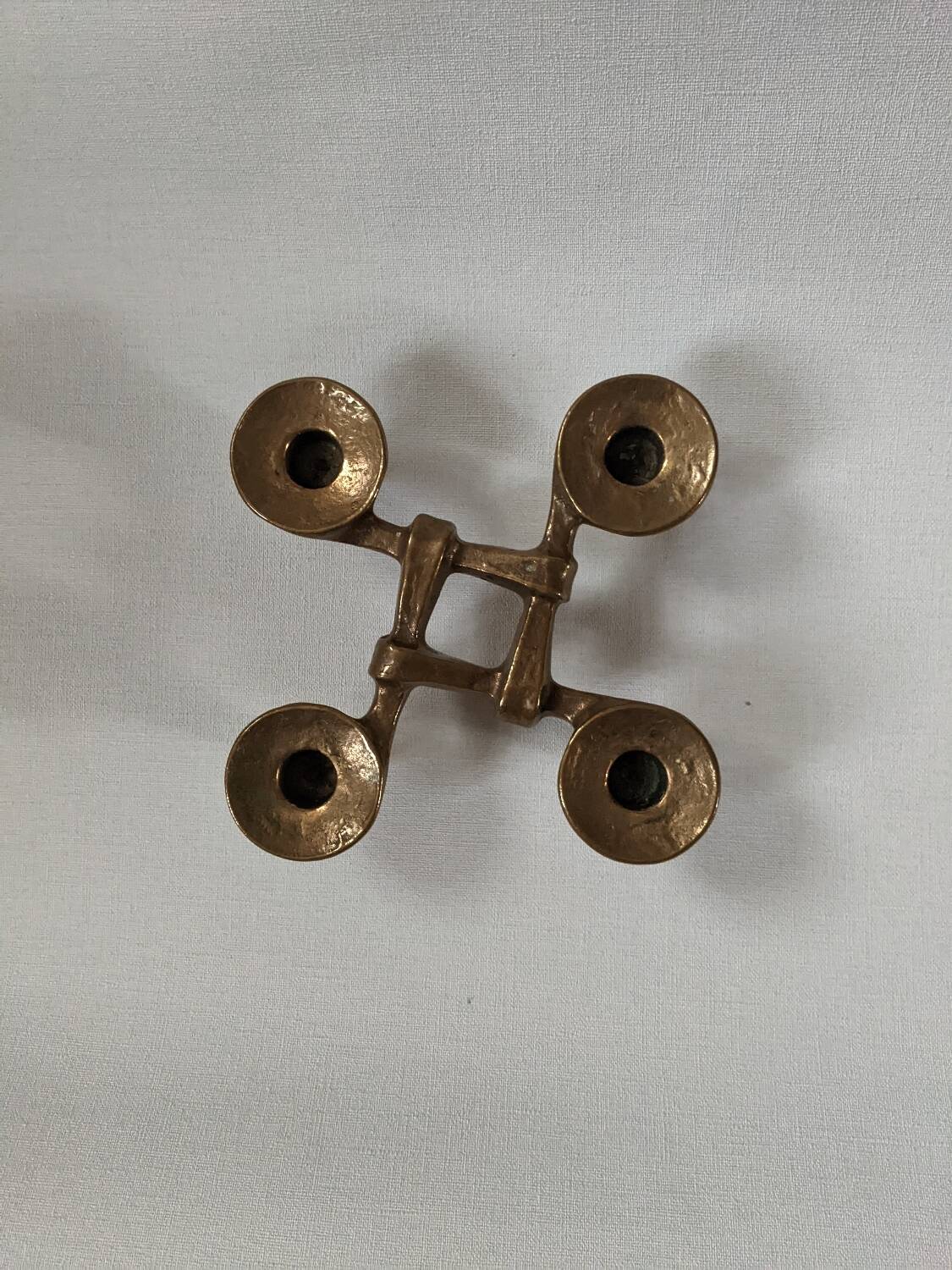 Contemporary Scandinavian Brutalist Design Bronze Candlestick